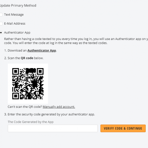 Sample mutli-factor QR code sign up page